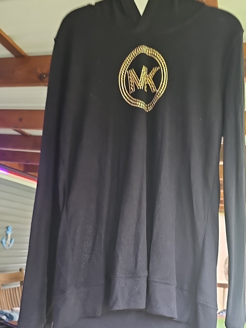 Michael Kors Black Sweater with Gold MK Logo